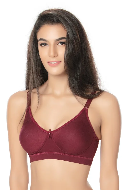 1235-Cotton Plain Bra-Maroon