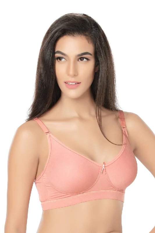 1235-Cotton Plain Bra-Peach