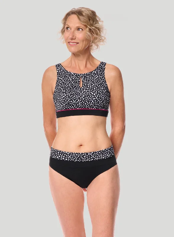 Amoena : Manila High Cut Mastectomy Soft Bikini Top Black White