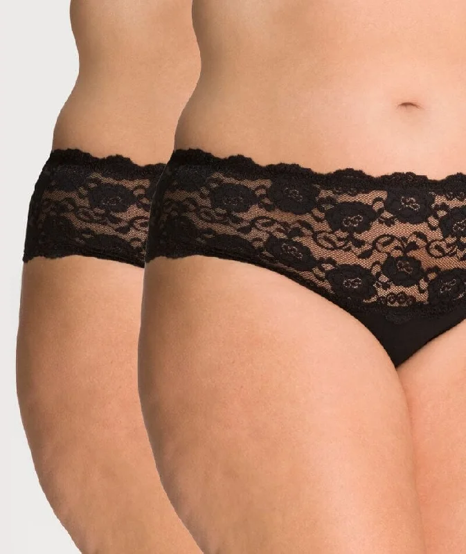 Ava & Audrey Greta Lace and Cotton Brief (2 Pack) - Black