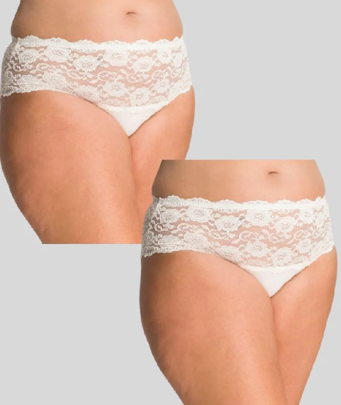 Ava & Audrey Greta Lace and Cotton Brief (2 Pack) - Ivory