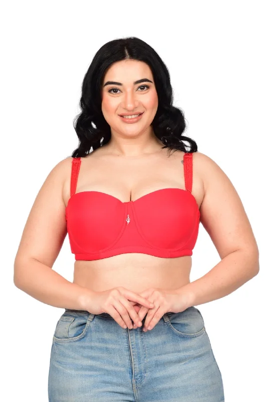 Bare Dezire Half Coverage Underwired Padded Seamless Balconette Plus Size Bra for Women