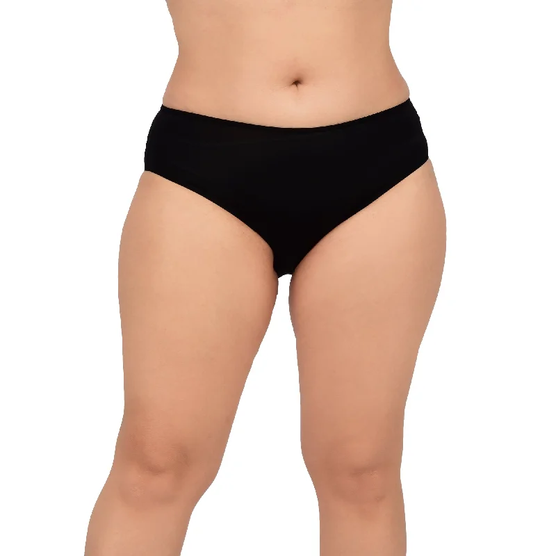 Bare Dezire Women's Bikini Type Comfortable Panty with High Cut and Seamless Desing Black