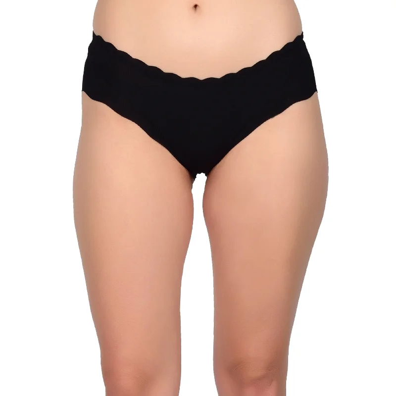 Bare Dezire Women's Seamless Designer Comfortable Panty for Daily Use, Black