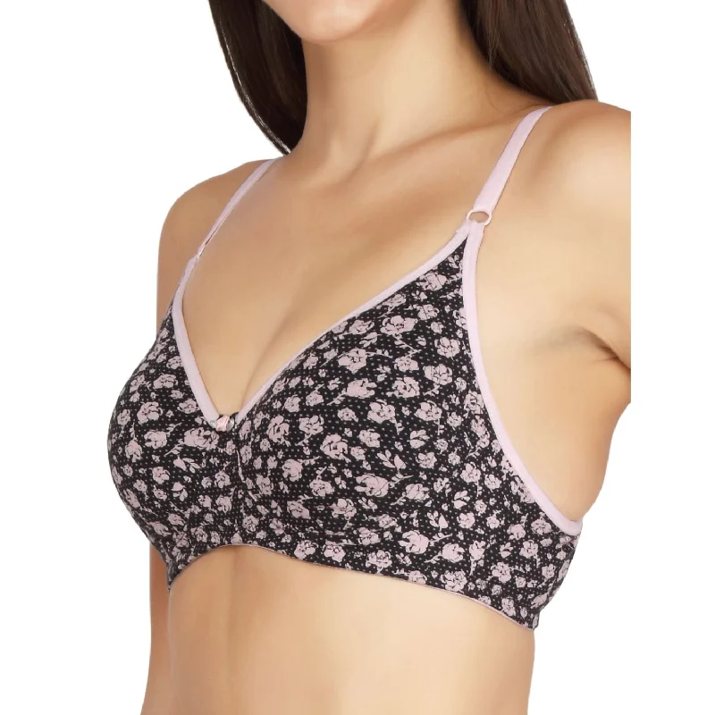 Black printed medium coverage Non Wired Bra-CB-319