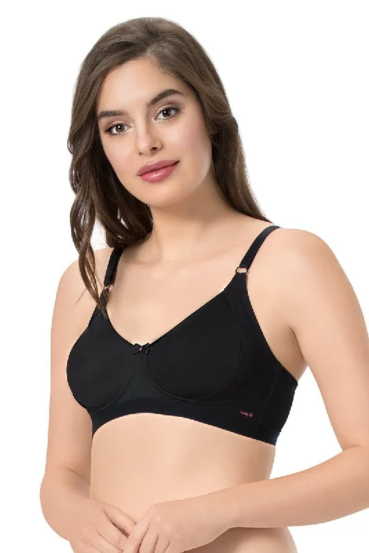 every de Essential Non-Padded Non-Wired Support Full Cover Bra - Black