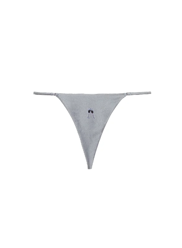 Champagne Embroidered Luxe V-String