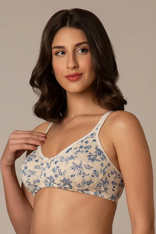 Chic Comfort Non-Padded and Non-Wired Cotton Bra - Floral Print