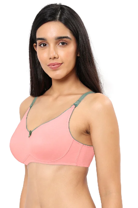 Comfort Concealer Non-padded & Non-wired Bra - Candlelight Peach & Olive Green