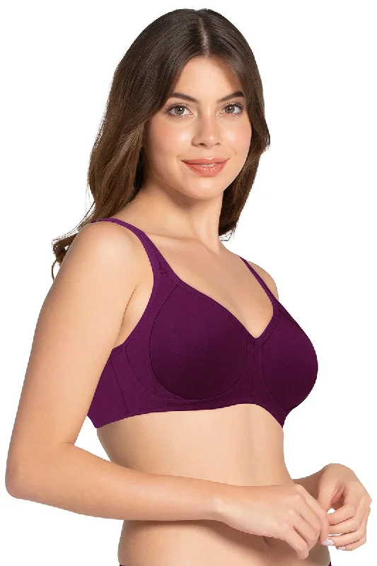 Cool Contour Non-padded Non-wired Support Bra - Plum Caspia