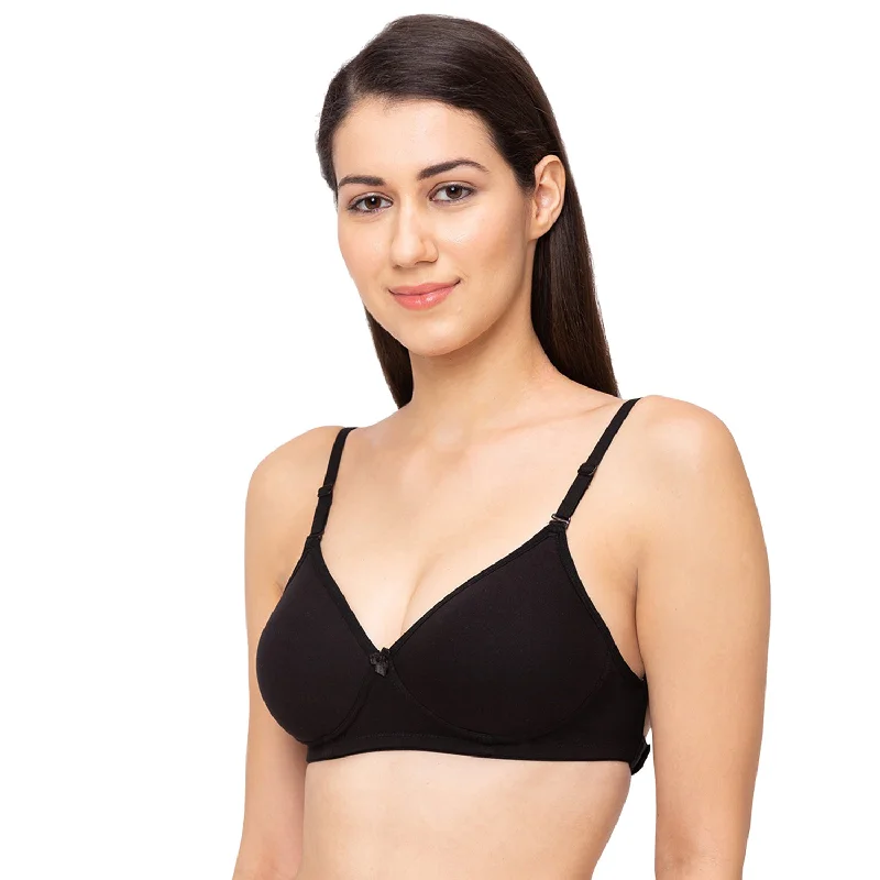 1112-Cotton Basic Backless Padded T-Shirt Bra Black