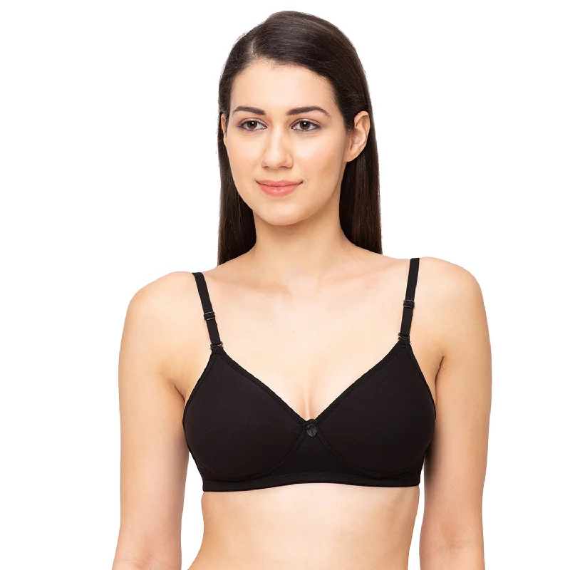 1112-Cotton Basic Backless Padded T-Shirt Bra Black