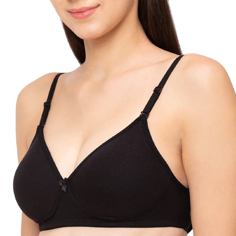 1112-Cotton Basic Backless Padded T-Shirt Bra Black