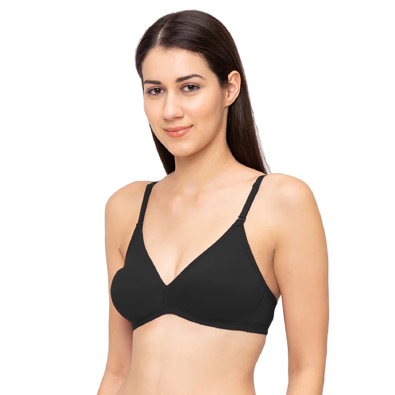 1029-Cotton Basics Plain Non Padded Non Wired Bra Black