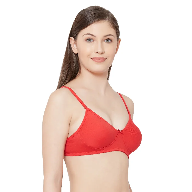 1030-Cotton Basics Plain Soft Padded T-Shirt Bra Red