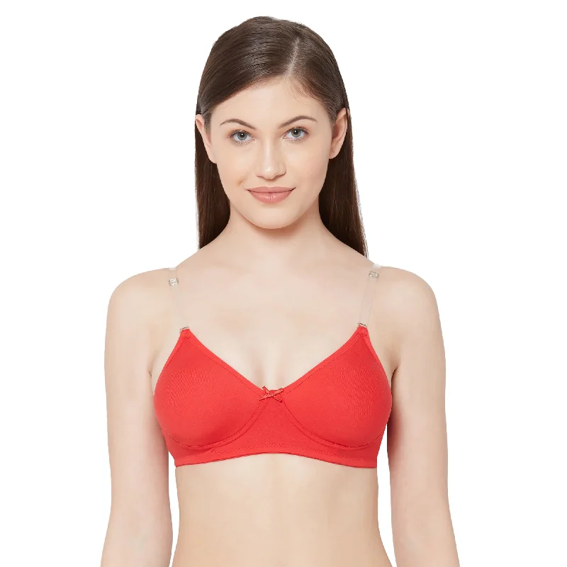 1030-Cotton Basics Plain Soft Padded T-Shirt Bra Red