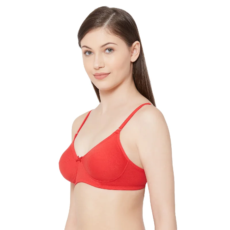 1030-Cotton Basics Plain Soft Padded T-Shirt Bra Red