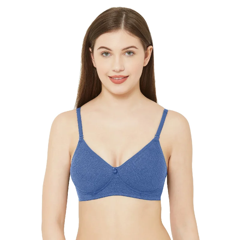 1030-Cotton Plain Bra-Blue Melange