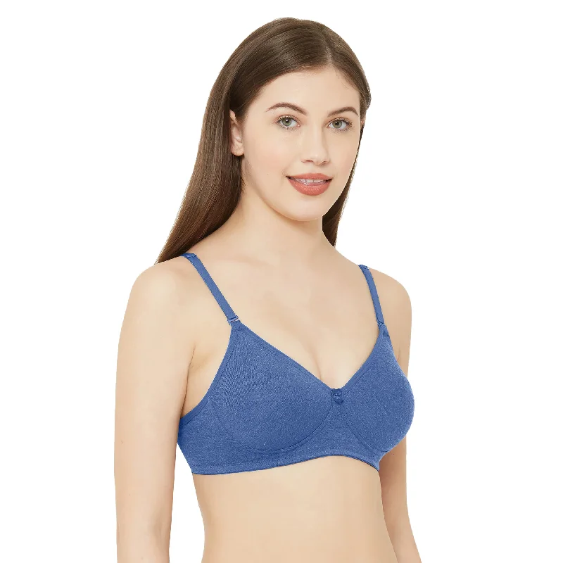 1030-Cotton Plain Bra-Blue Melange