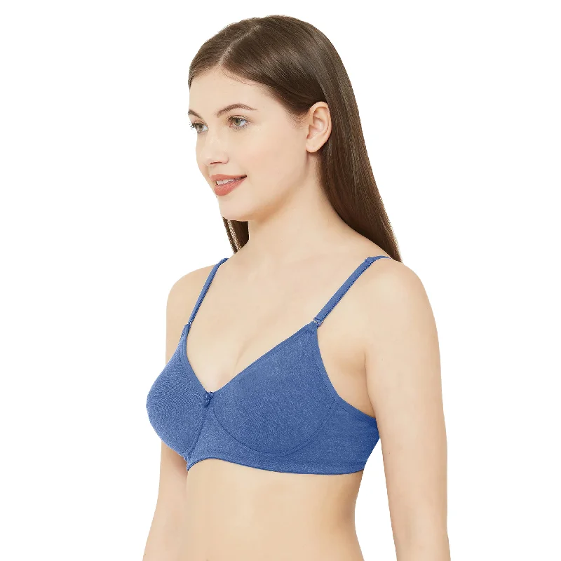 1030-Cotton Plain Bra-Blue Melange