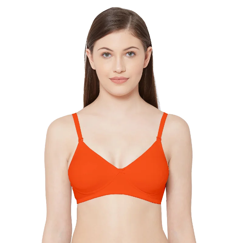 1030-Cotton Plain Bra-Orange