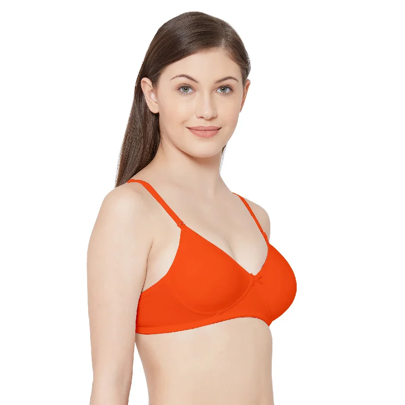 1030-Cotton Plain Bra-Orange