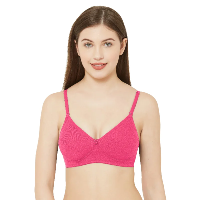 1030-Cotton Plain Bra-Peach Melange