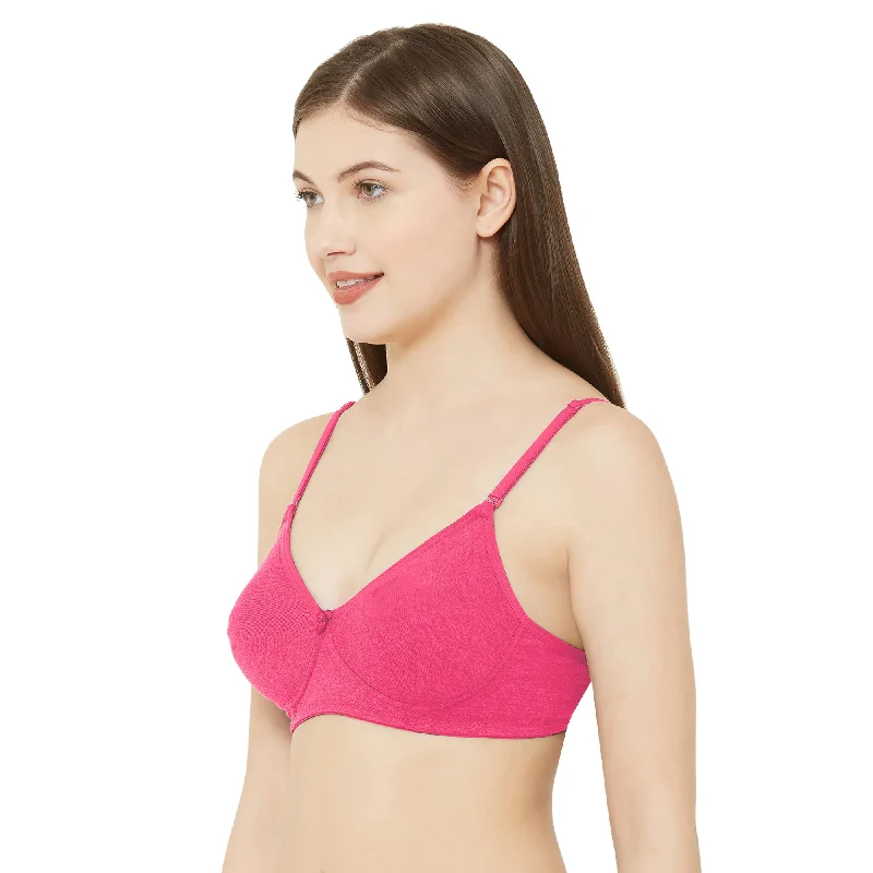 1030-Cotton Plain Bra-Peach Melange