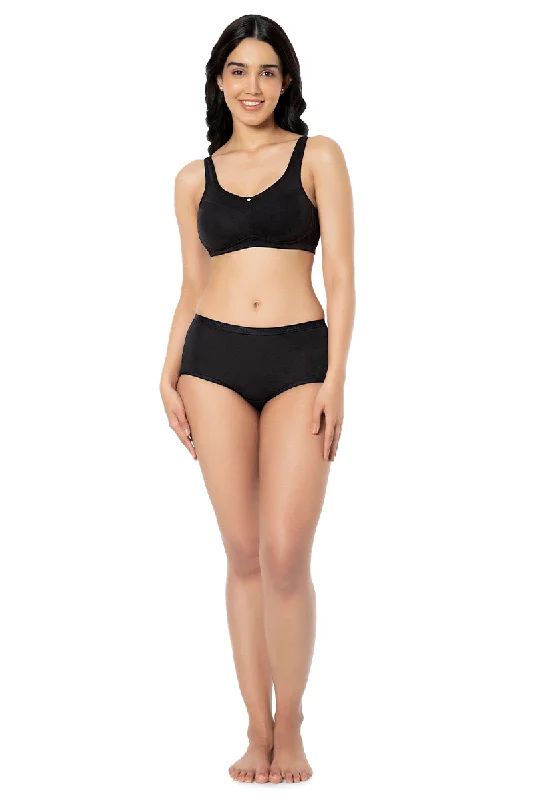 Cotton Smooth Back Solid Non Padded Non-Wired Support bra - Black