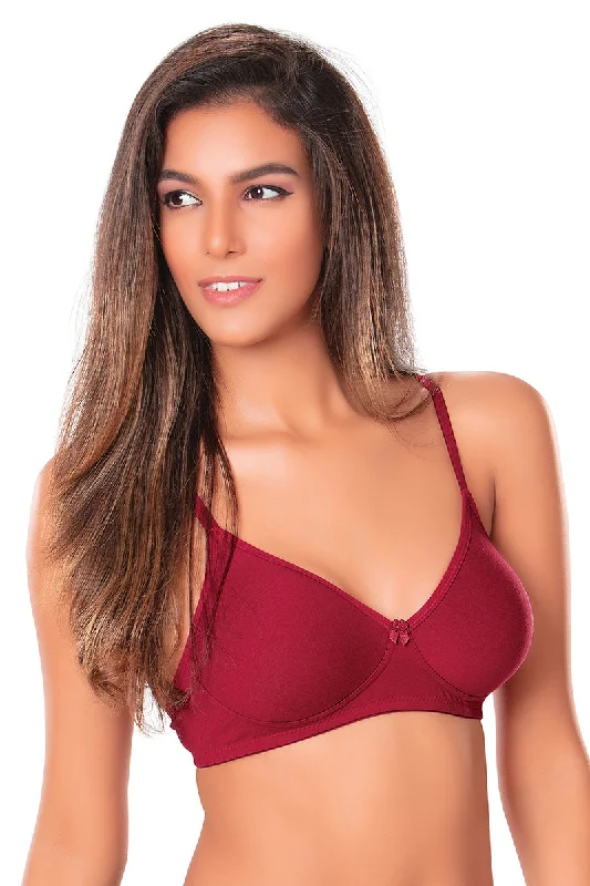 Kajal - Plain Mold T-Shirt Bra Maroon