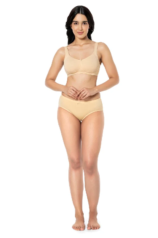 Cotton Super Support Solid Non Padded Non-Wired Bra - Hazelnut