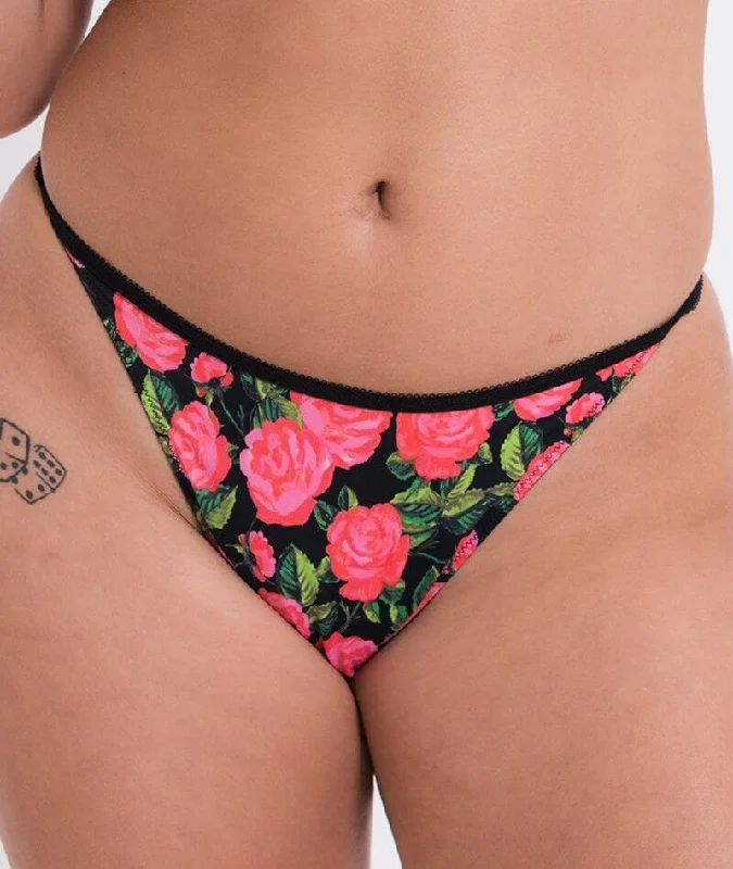 Curvy Kate Boost in Bloom Thong - Print Mix Black