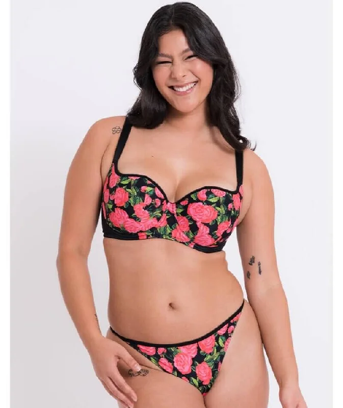 Curvy Kate Boost in Bloom Thong - Print Mix Black