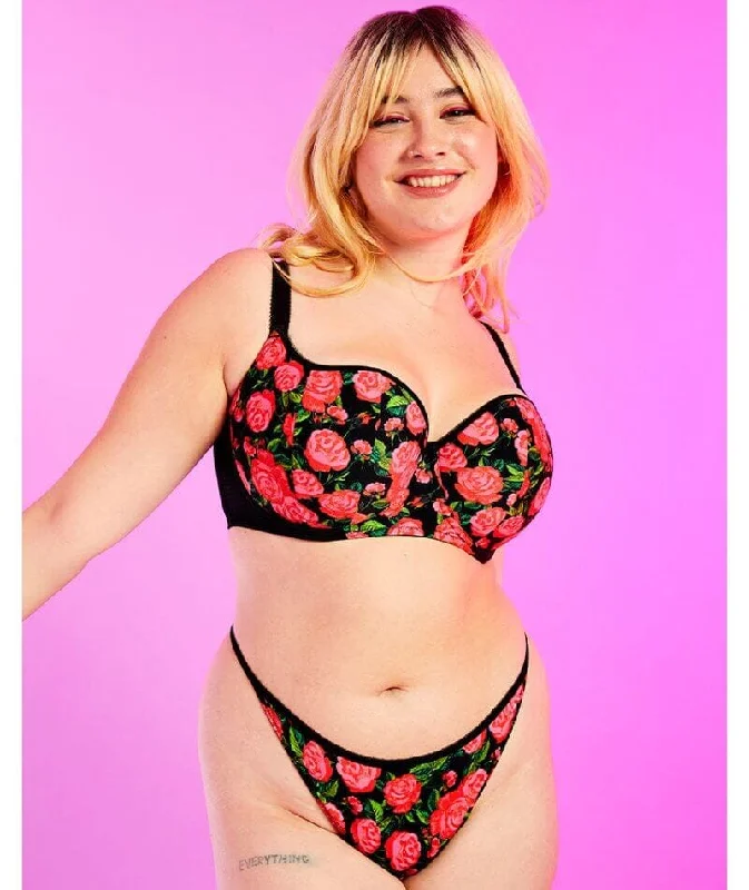 Curvy Kate Boost in Bloom Thong - Print Mix Black