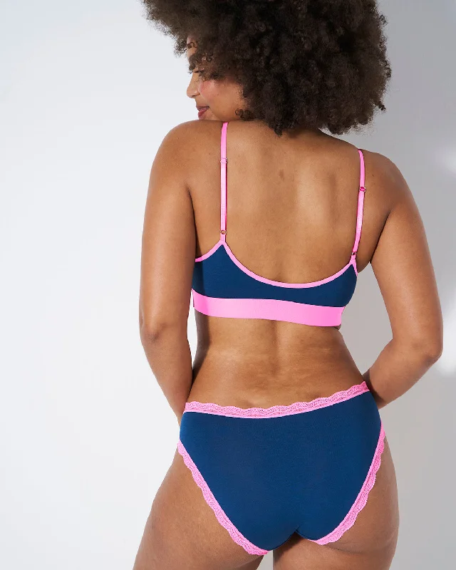 Cut Out Bralette - Midnight Neon Pink