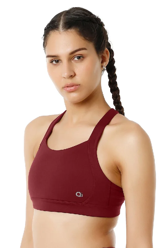 Energize High Impact Round Neck Sports Bra - Chocolate Truffle