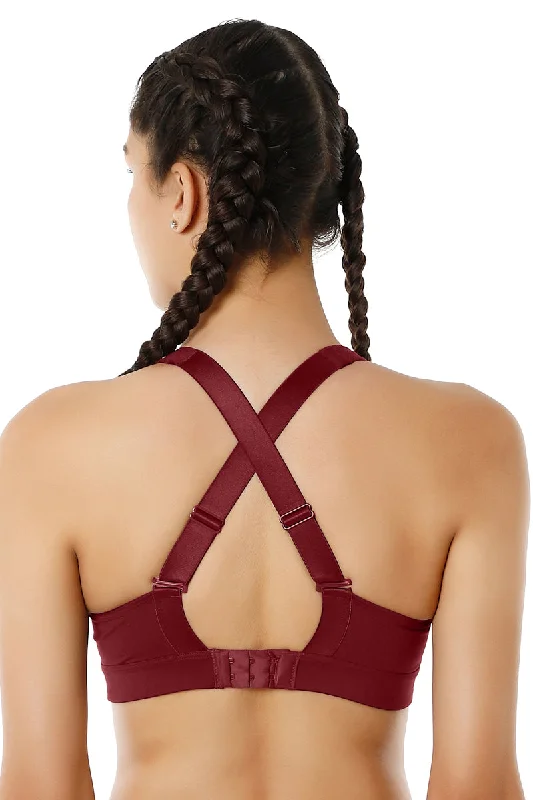 Energize High Impact Round Neck Sports Bra - Chocolate Truffle