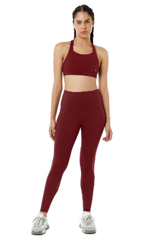 Energize High Impact Round Neck Sports Bra - Chocolate Truffle