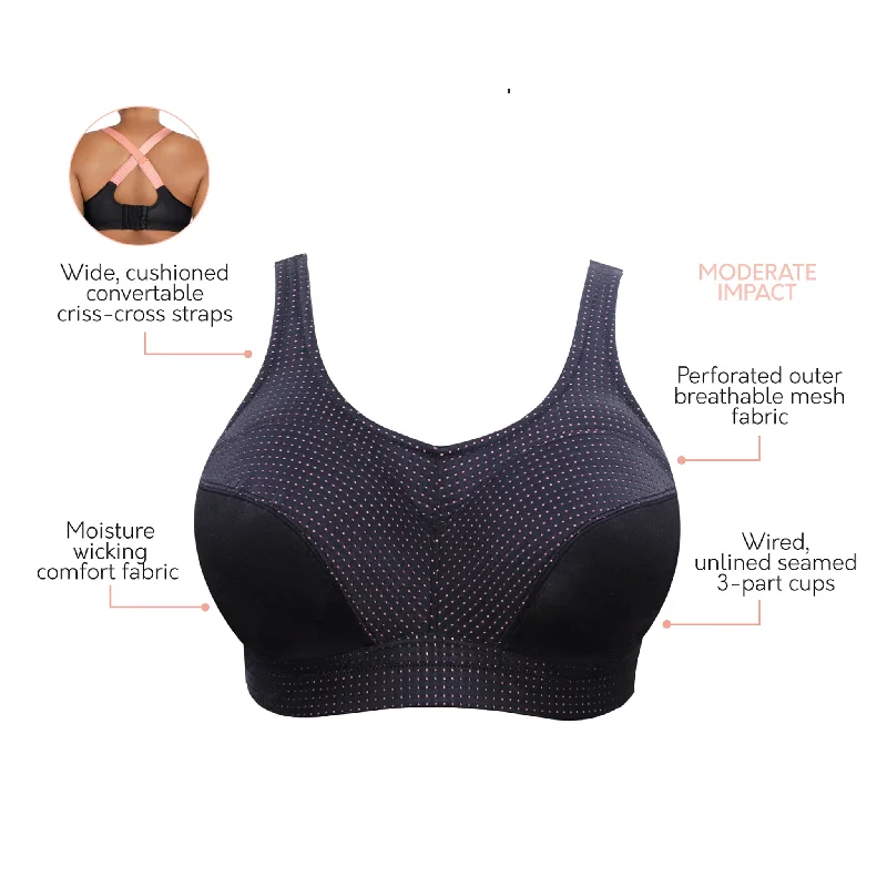 Energy Sports Bra - Black w Pink Blush - P58522