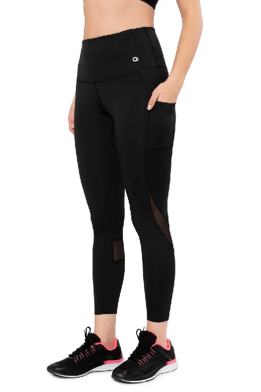 Flaunt Panelled High Rise Active Leggings - Jet Black