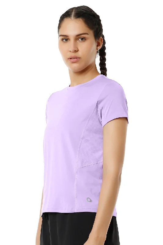 Flaunt Short Sleeve Round Neck Workout T-Shirt - Digital Lavender