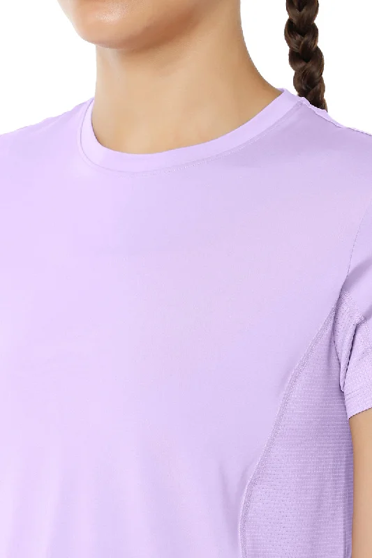 Flaunt Short Sleeve Round Neck Workout T-Shirt - Digital Lavender