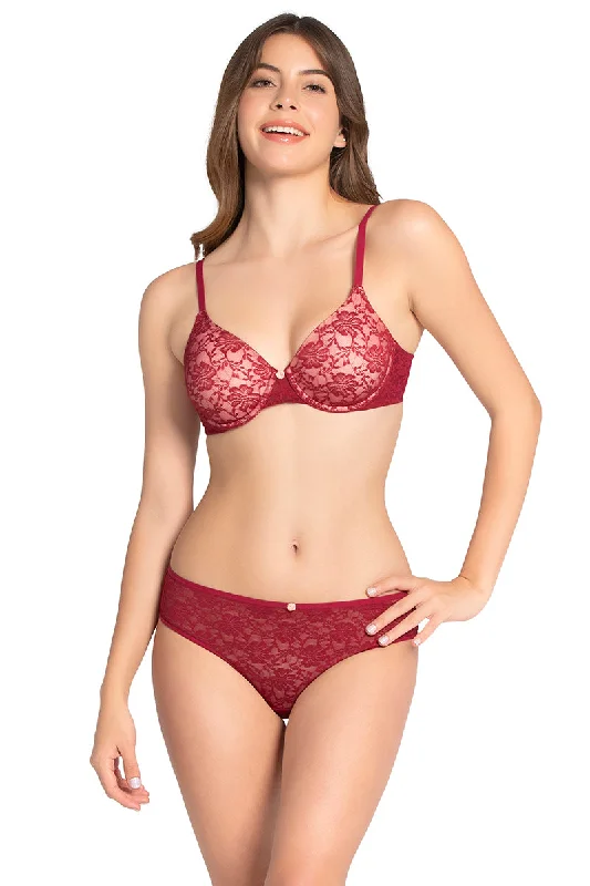 Floral Romance Low Rise Bikini Panty - Rumba Red-Impatiens Pink