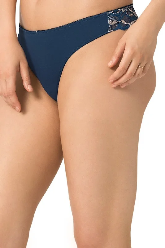 Lace Low Rise Bloom Brazilian Panty - Gibraltar Blue