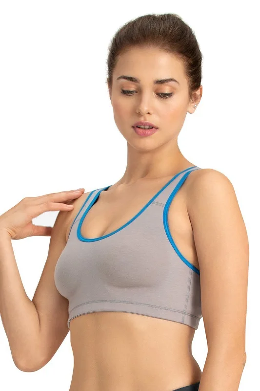 Medium Impact Non-Padded Non-Wired Racerback Sports Bra - Gull-Blue