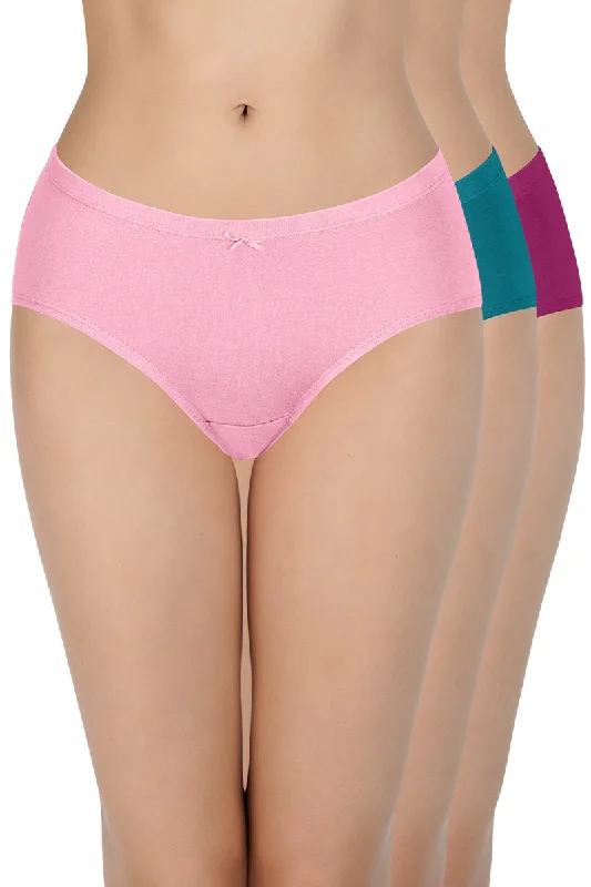 Insert Elastic Waistband Hipster Solid Assorted Panty (Pack of 3 Colors & Prints May Vary)