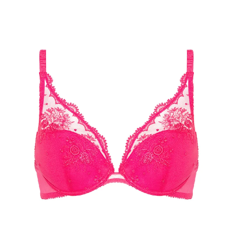 Intrigue Disco Pink Plunging Push Up Bra