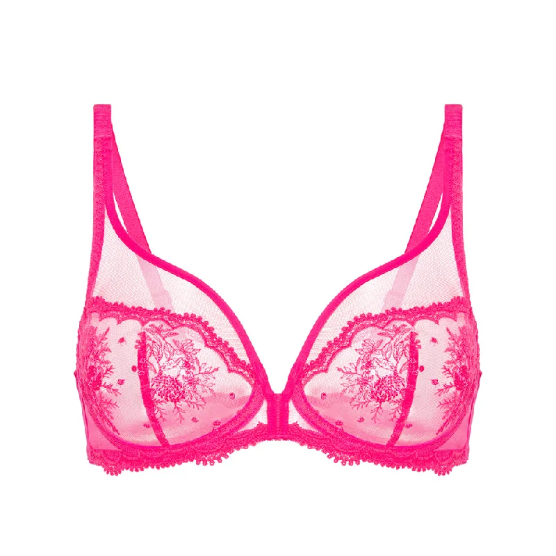 Intrigue Disco Pink Plunging Underwired Bra