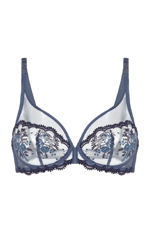 Intrigue Plunging Underwire in Cinder Blue