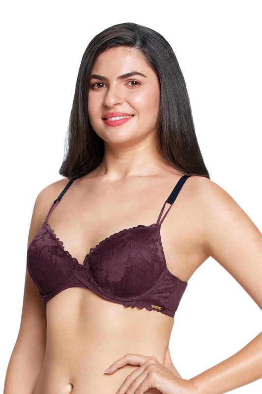 Lace Embrace Solid Padded wired Bra - Fig